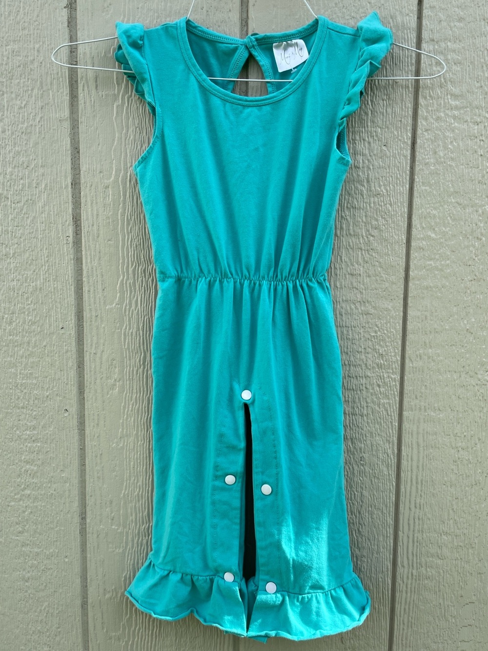 Turquoise Ruffled Romper - Picture 1 of 8